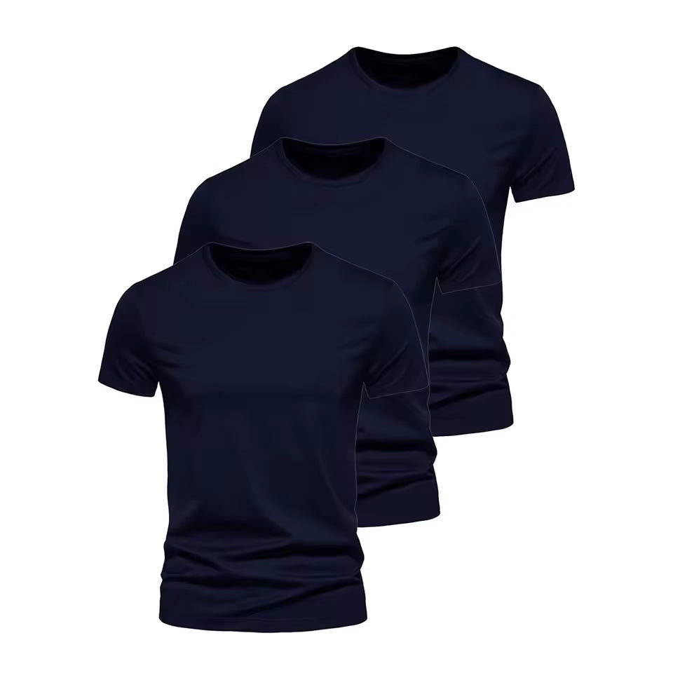 3x T-shirt basique homme - Noir